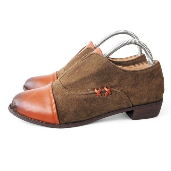 Unbranded Classic Slip-on Cap Toe Oxfords Brown Women's 10/41 - Picture 2 of 11